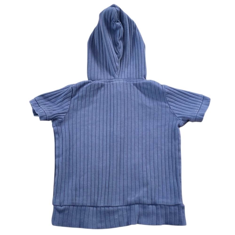 Kate Quinn Toddler Kids Blue Ribbed Short Sleeve Hooded Shirt Size 2T - Picture 2 of 3